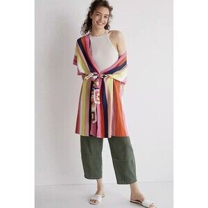 Anthropologie Striped Kimono Cardigan Sweater Rainbow Knit  Preppy One Size NWT